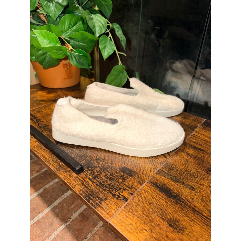 Allbirds Wool Lounger Fluff Women Cream Faux Sherpa Slip On Shoes Size 8